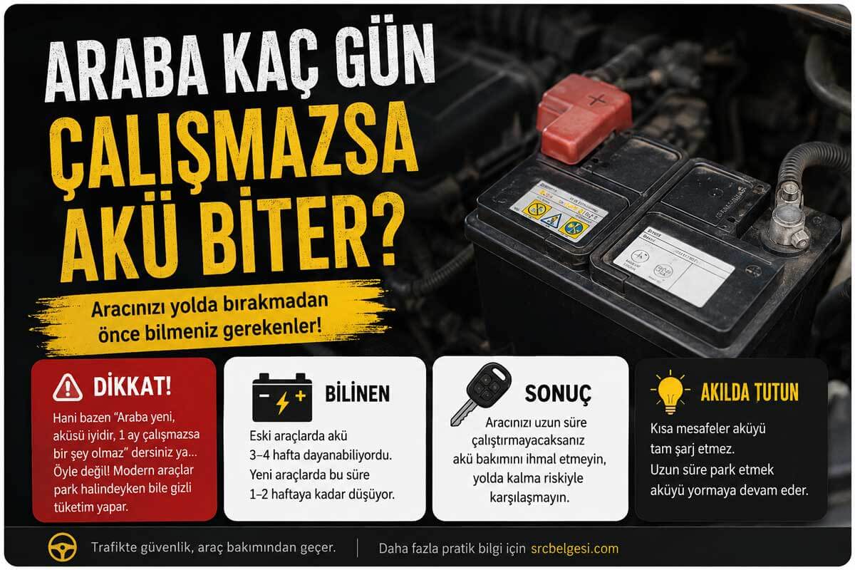 Araba Kaç Gün Çalışmazsa Akü Biter? (Arabada Akü Bitme Süresi – 2026)